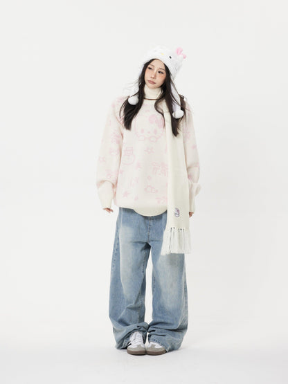 Hello Kitty Embroidered Jeans - Keystreetwear