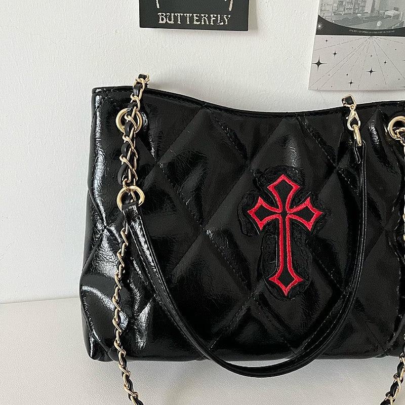 Cross Wax Leather Shoulder Bag 