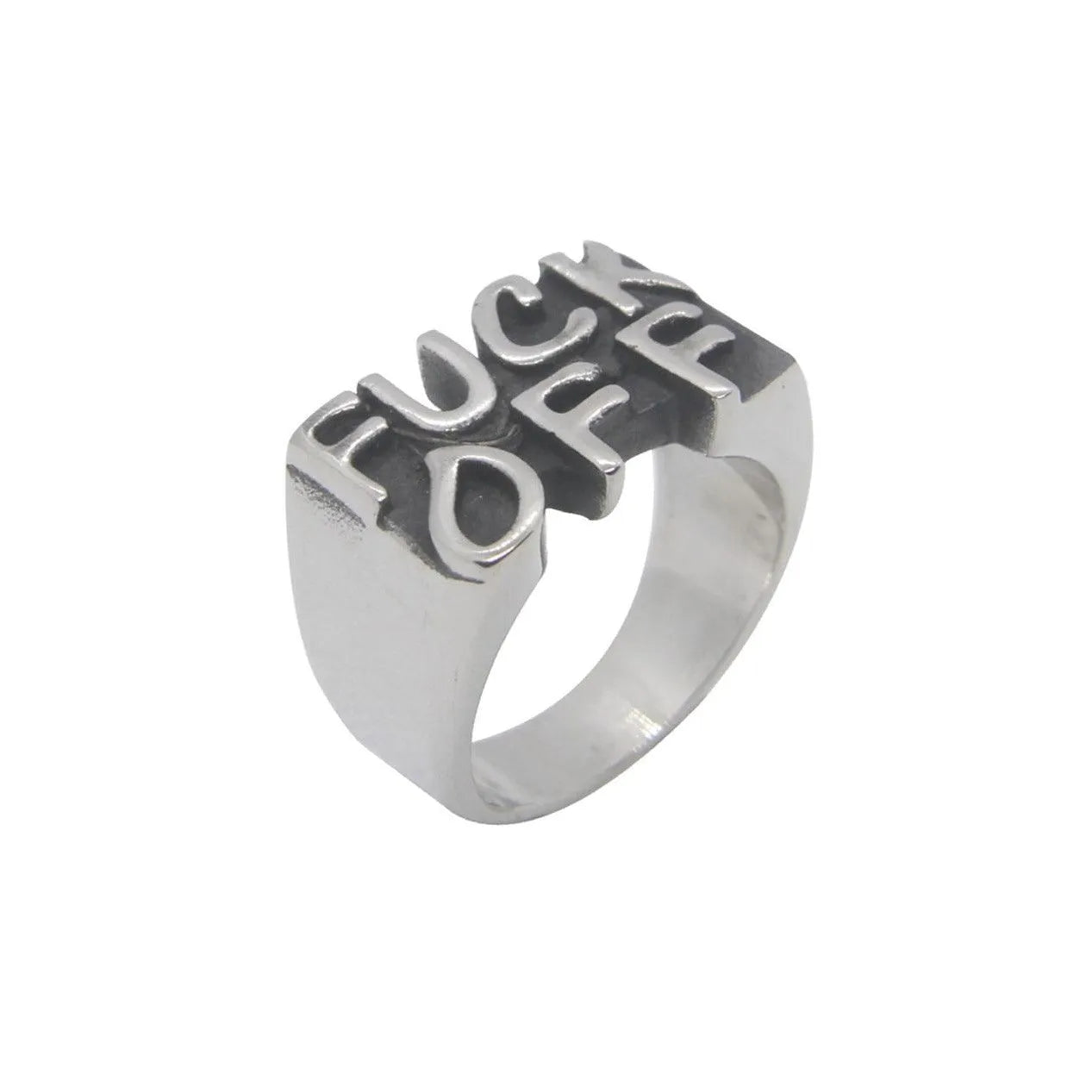 F*ck Off Metal Signet Ring by Clout Collection