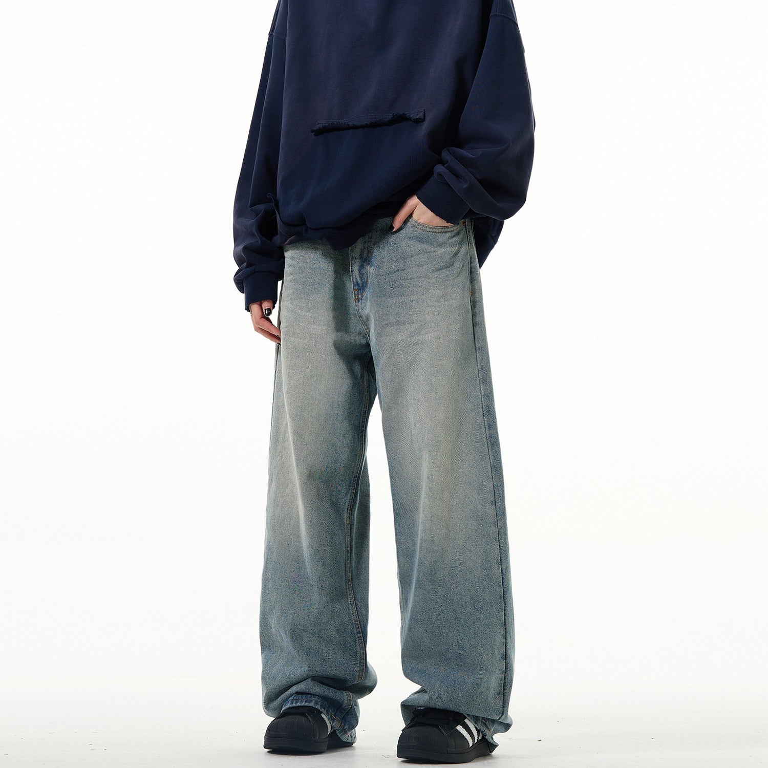 &quot;Tatum&quot; Baggy Washed Jeans