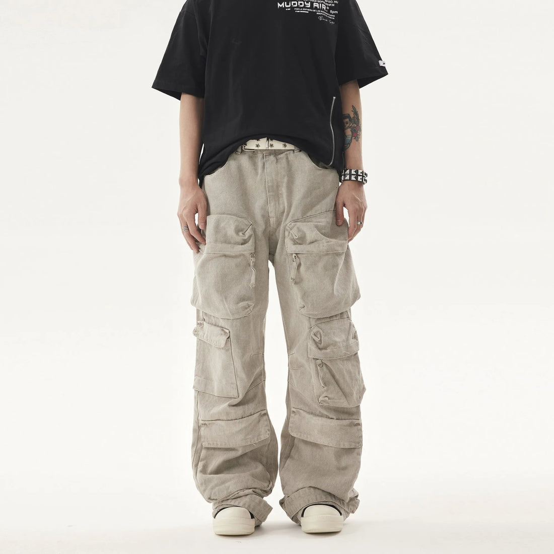 Heavy Distressed Pants Light Brown - Streetwear