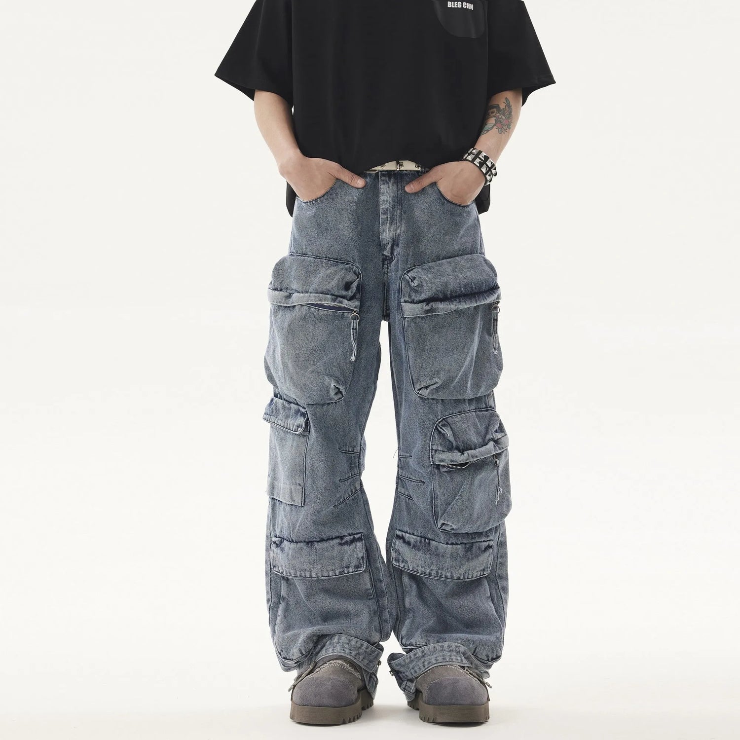 Heavy Distressed Pants Blue - Streetwear