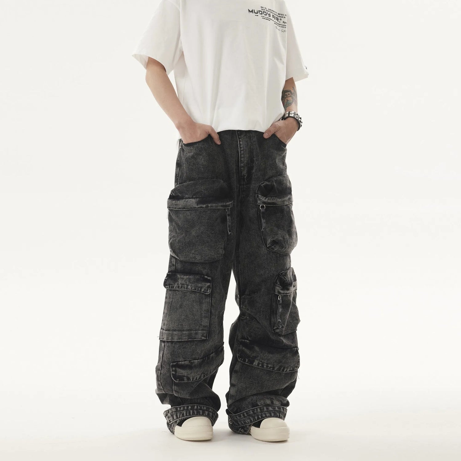 Heavy Distressed Pants Black - Streetwear