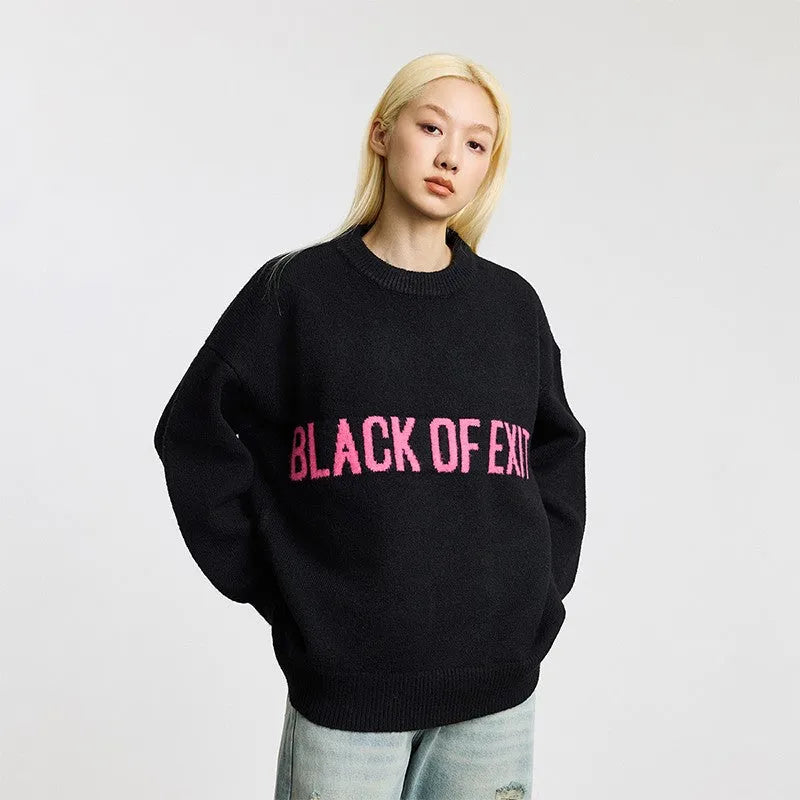 &quot;BLACK OF EXIT&quot; Sweater Black