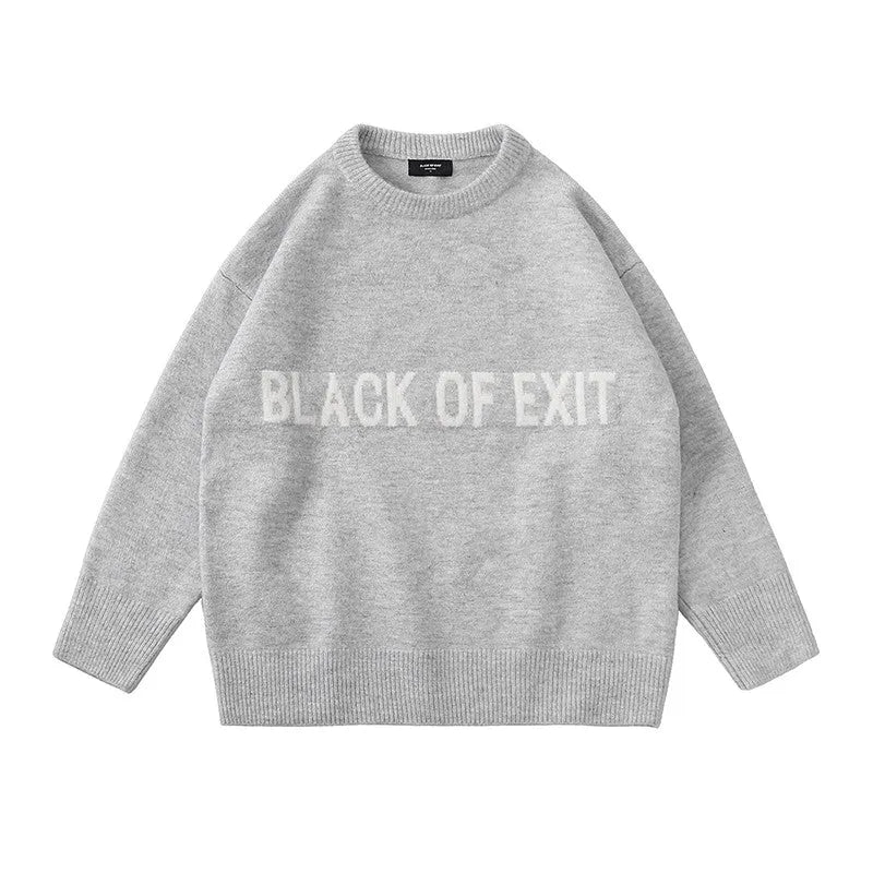 &quot;BLACK OF EXIT&quot; Sweater Gray