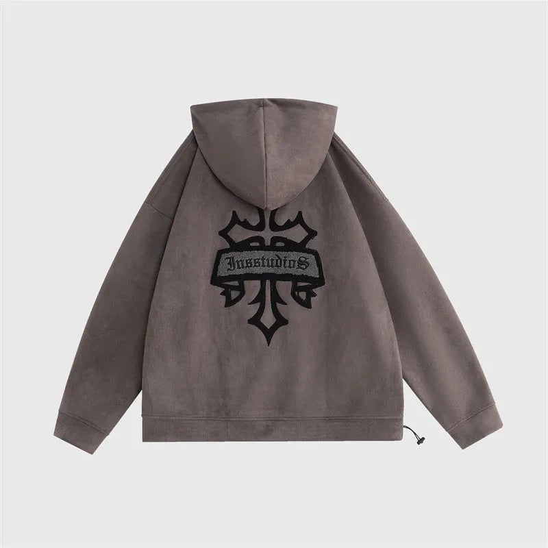 Suede Cross Hoodie