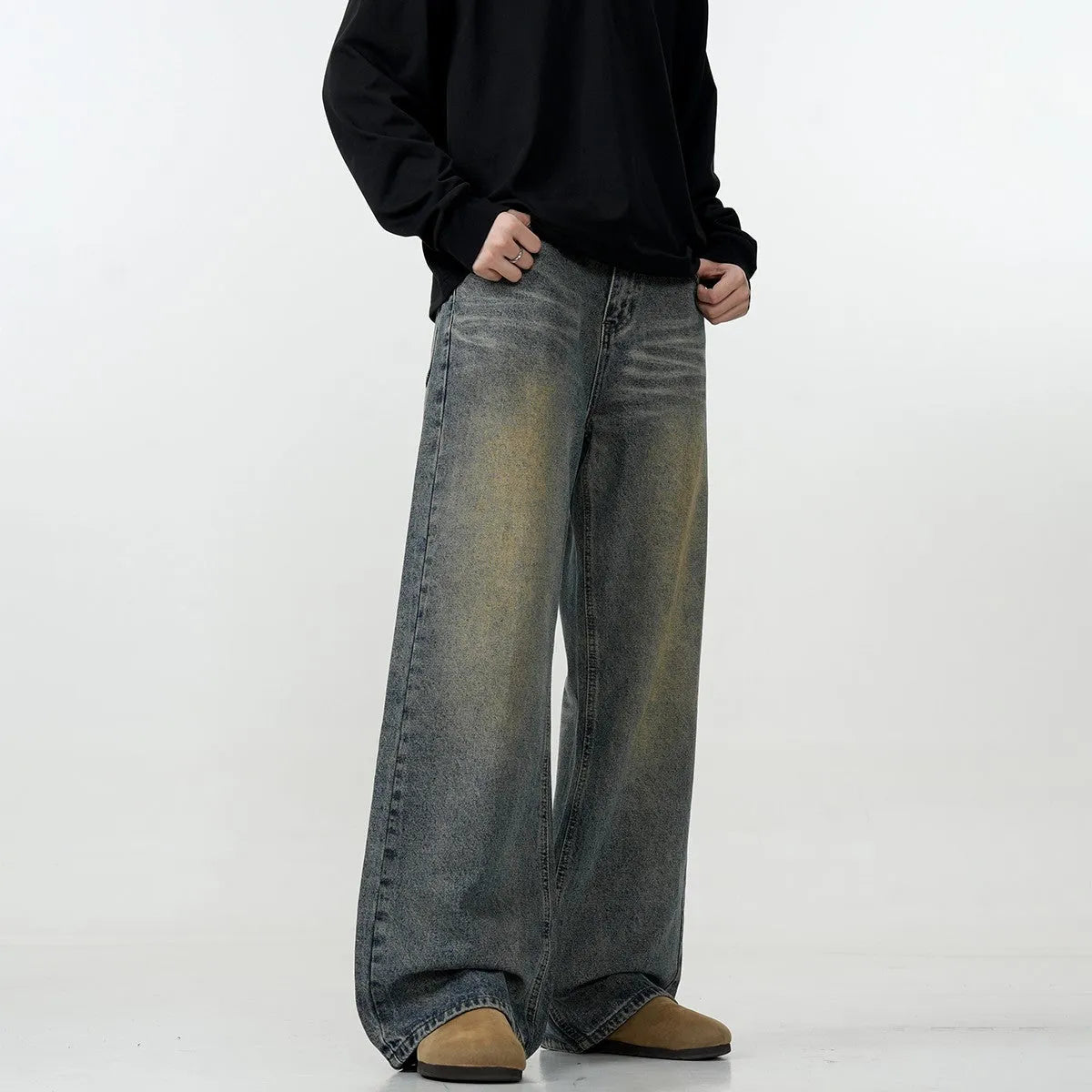 Washed Vintage Straight Baggy Jeans