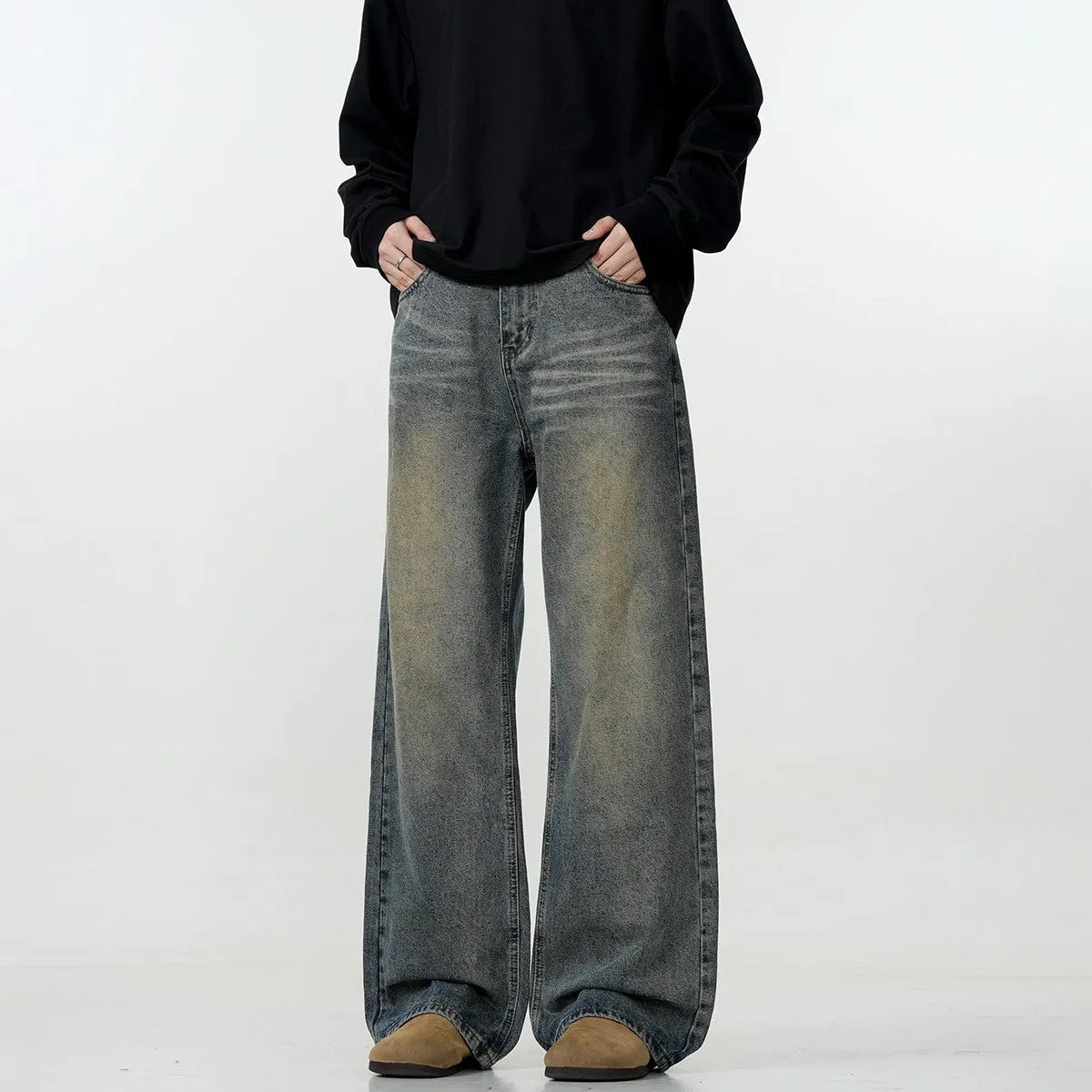 Washed Vintage Straight Baggy Jeans