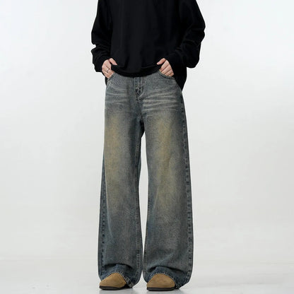 Washed Vintage Straight Baggy Jeans