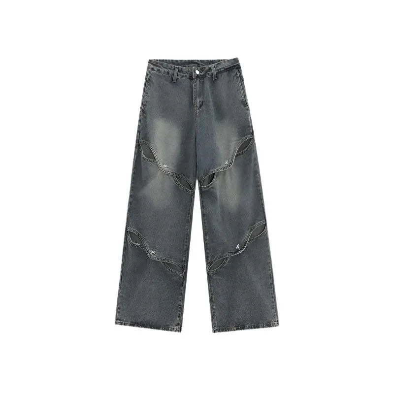 Deconstructed Metal Hole Pants