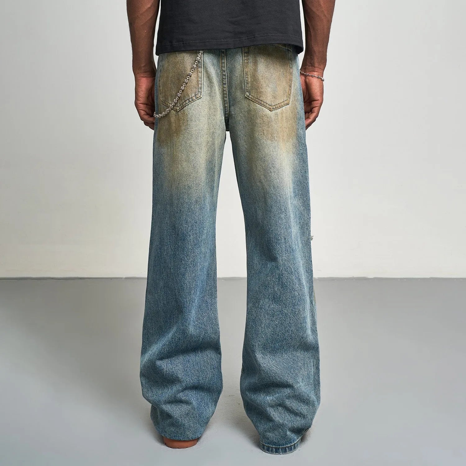 Mud Dye Ripped Baggy Jeans