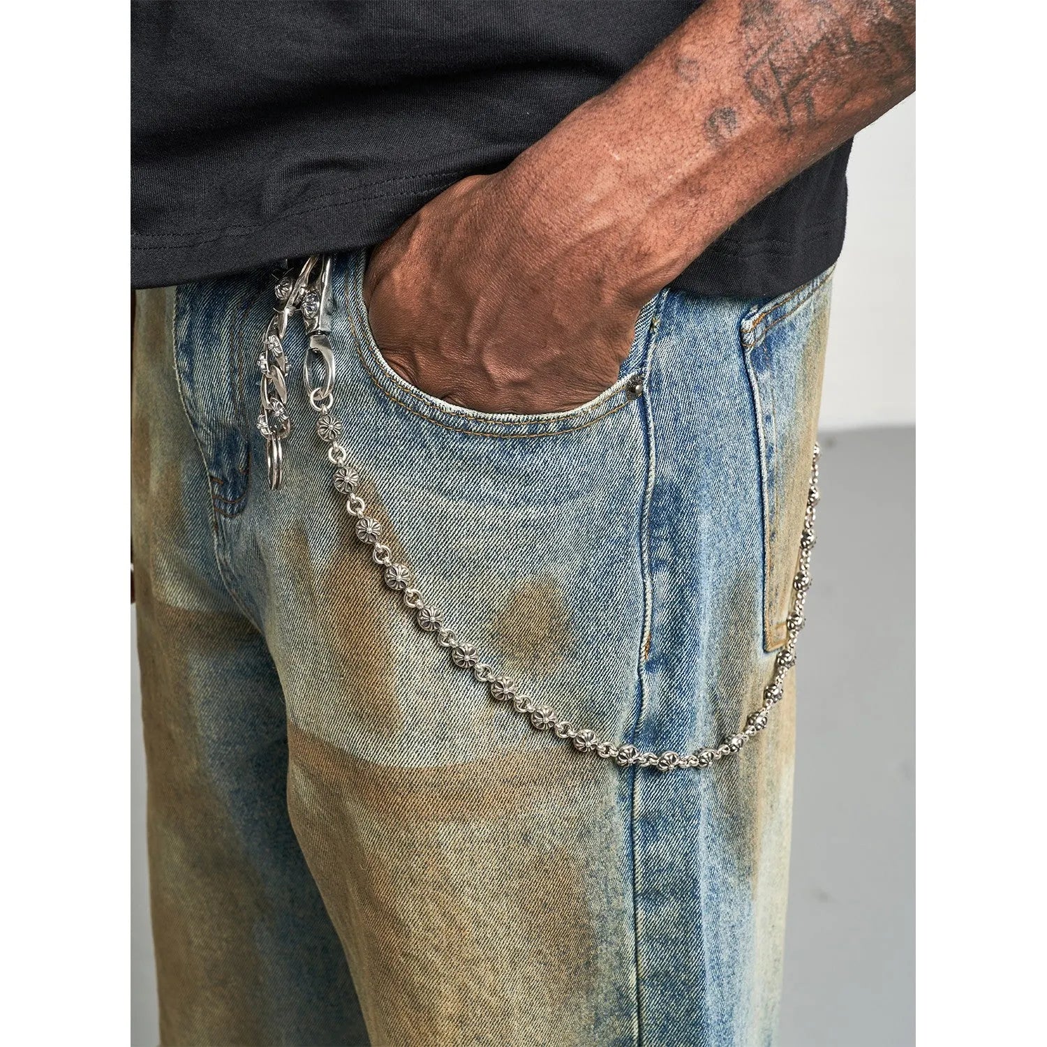 Mud Dye Ripped Baggy Jeans