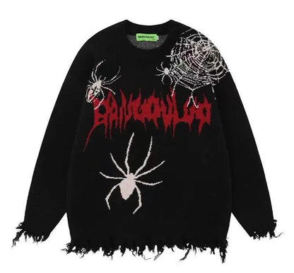 Distressed Spider Web Sweater