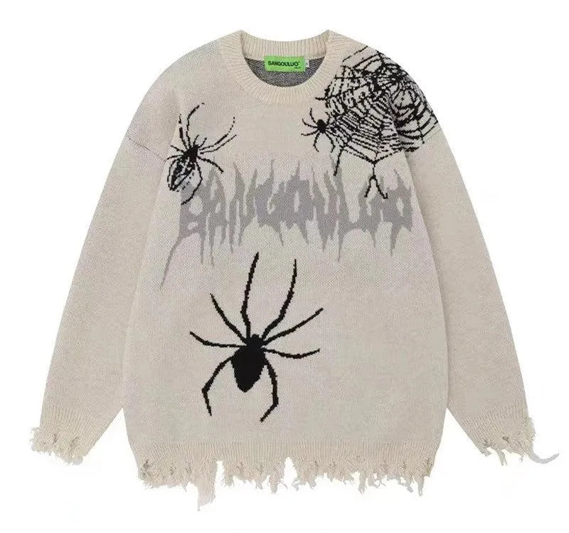 Distressed Spider Web Sweater