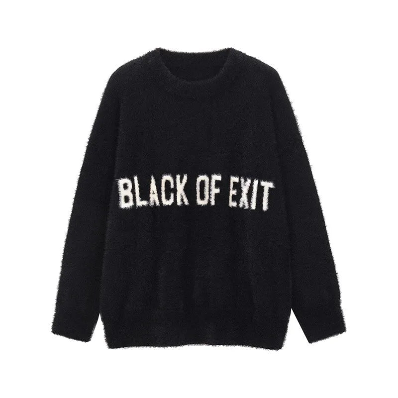 &quot;BLACK OF EXIT&quot; Sweater Black