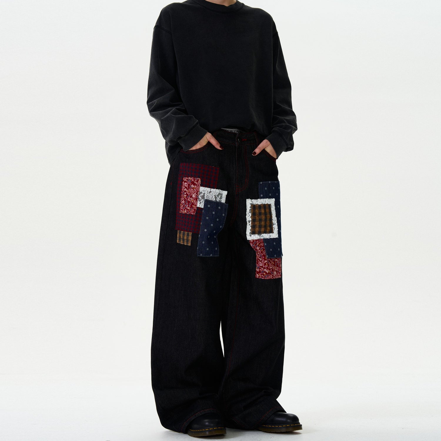 Patchwork Wide Leg Pants