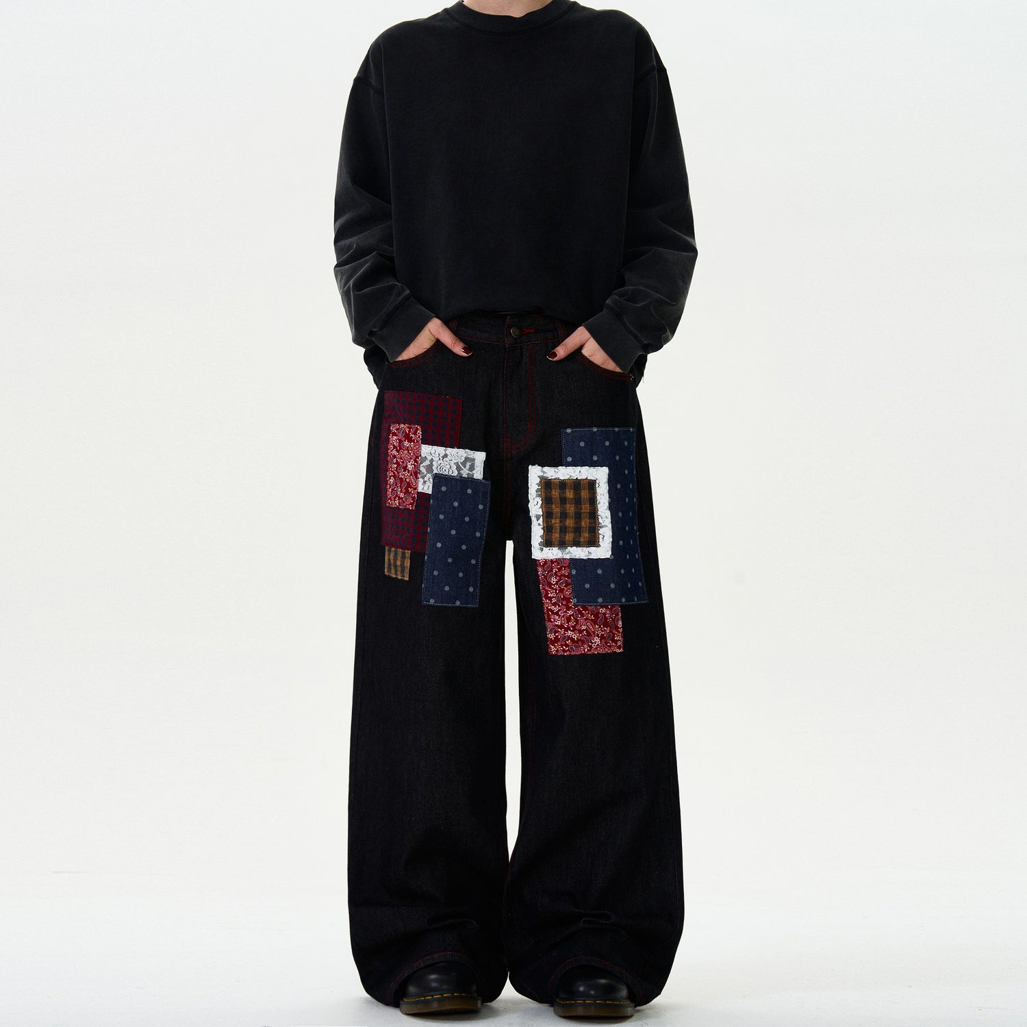 Patchwork Wide Leg Pants