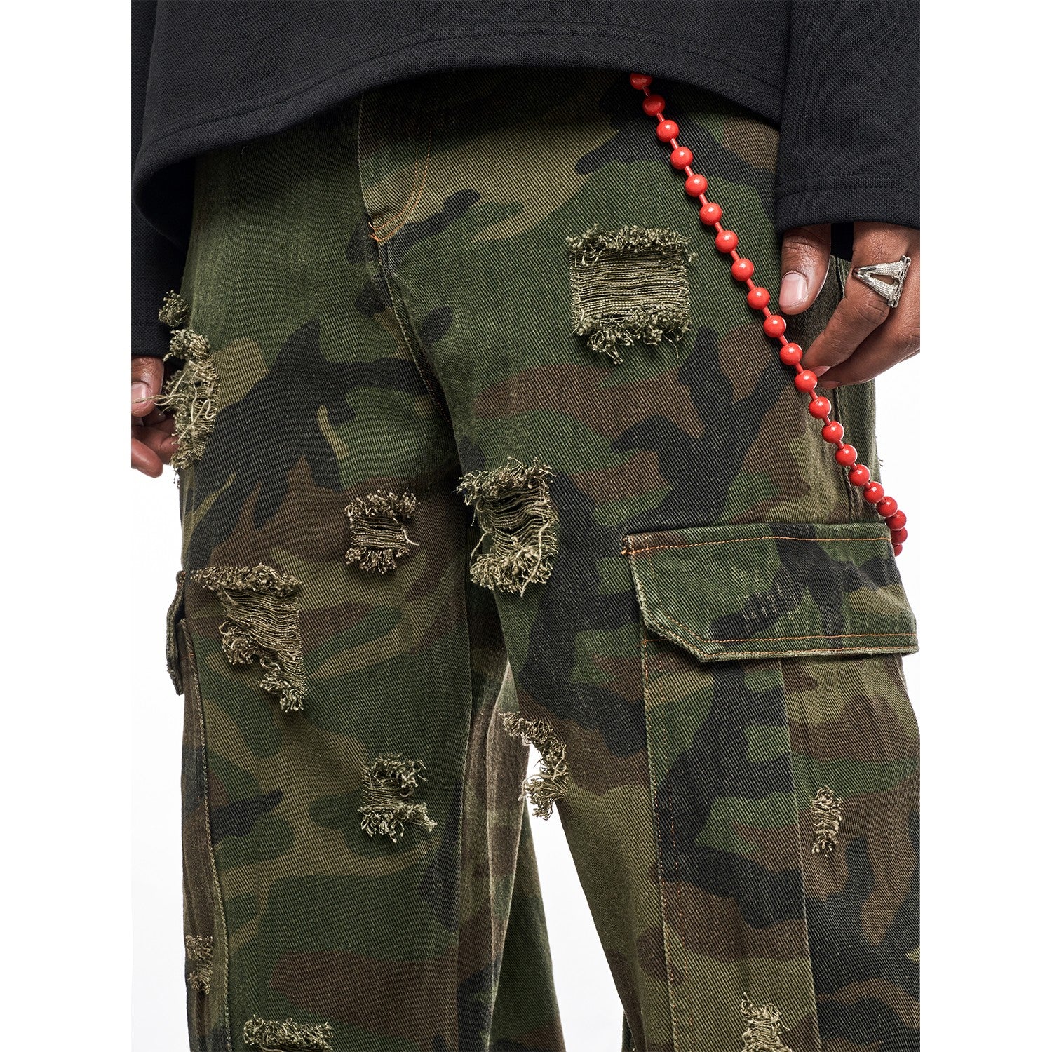 Patched Camouflage Pants