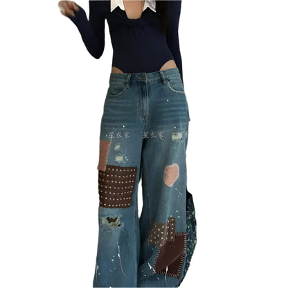 Retro Patchwork Jeans