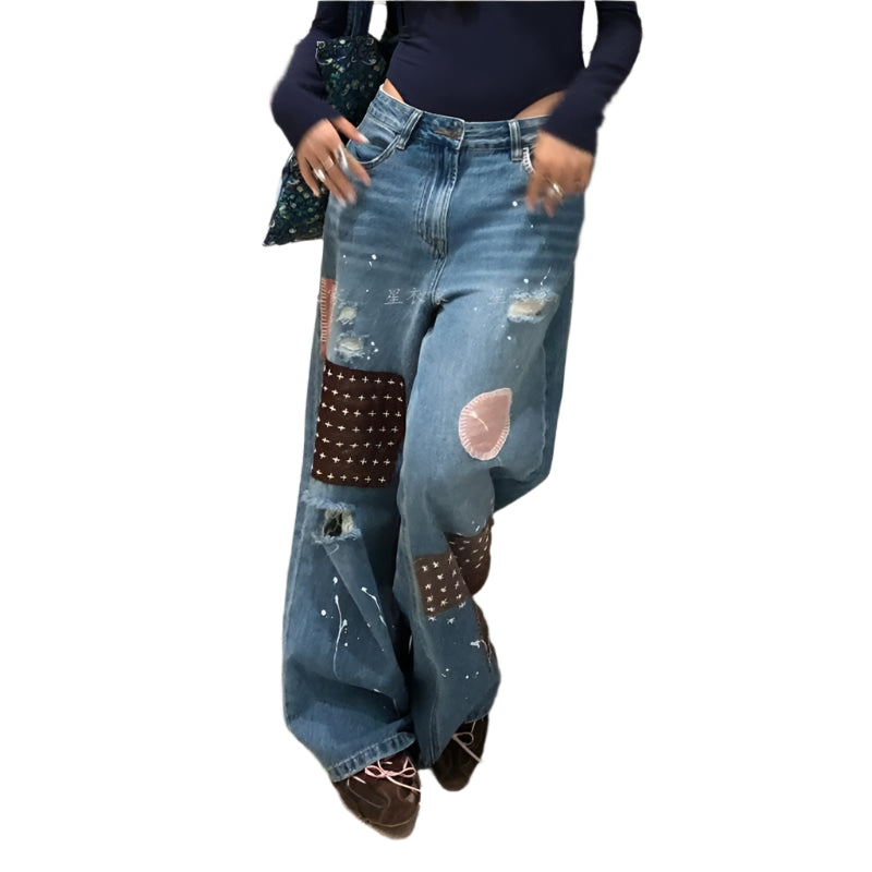 Retro Patchwork Jeans