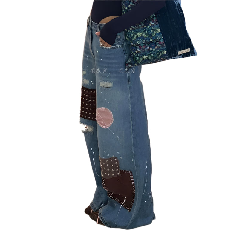 Retro Patchwork Jeans