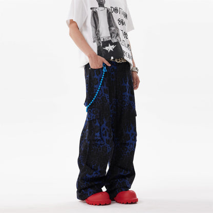 Blue Leopard Loose Pants