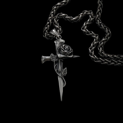 Thorned Rose Cross Necklace