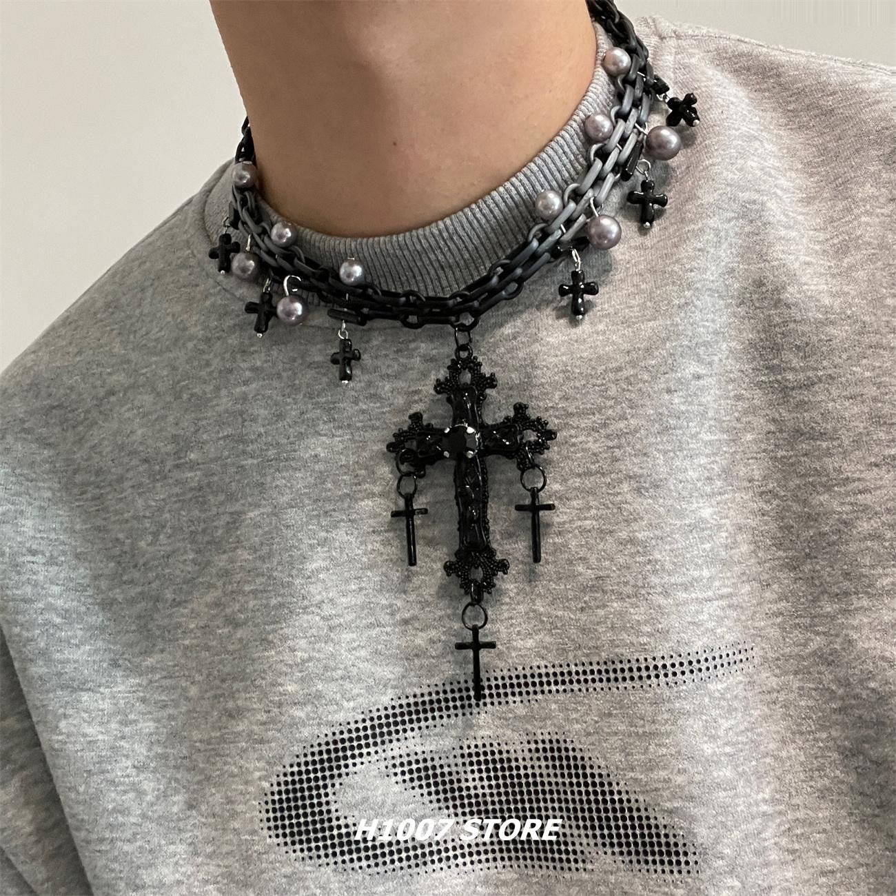 Multi Cross Gothic Necklace