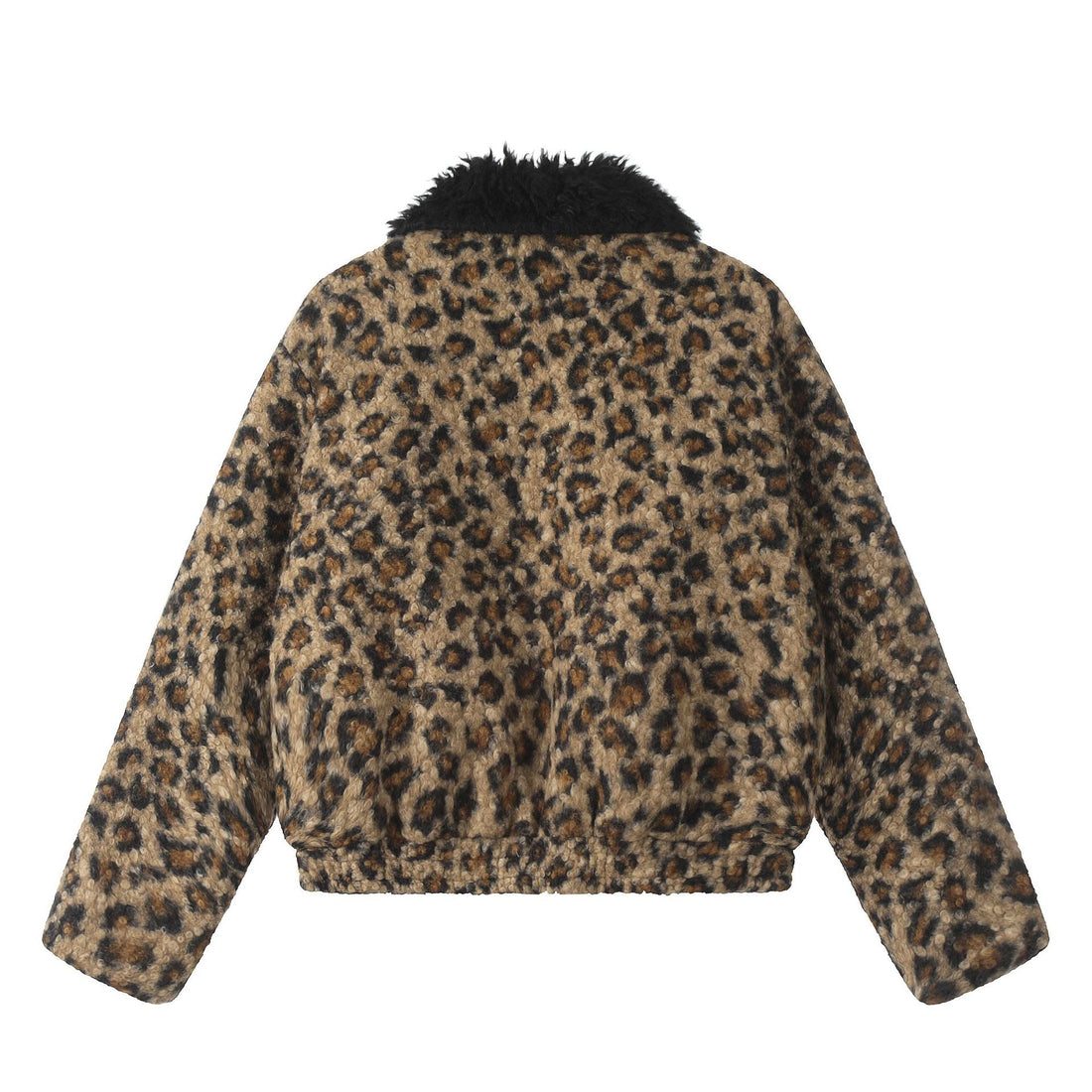 99-1 Short Leopard Print Sherpa Jacket