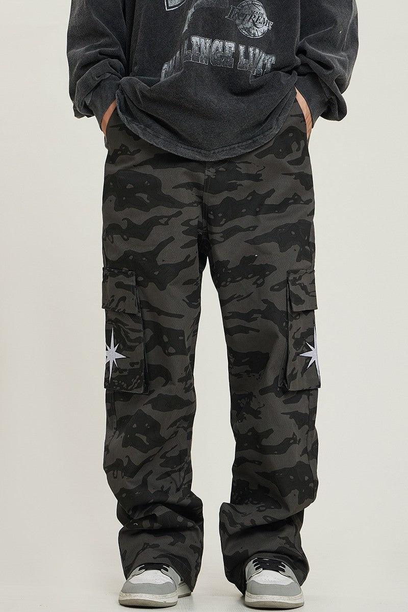 Tiger Camo Embroidered Cargo Pants - Keystreetwear