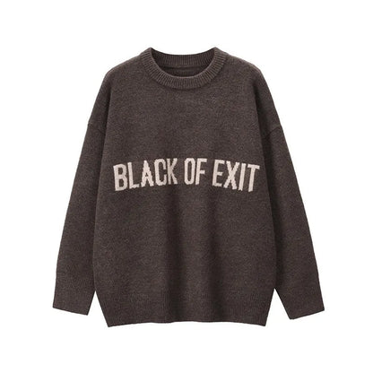 &quot;BLACK OF EXIT&quot; Sweater Gray