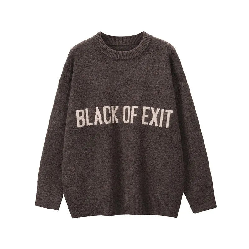 "BLACK OF EXIT" Sweater Gray