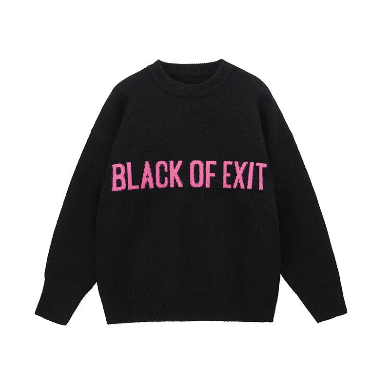 &quot;BLACK OF EXIT&quot; Sweater Black