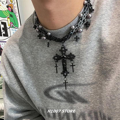 Multi Cross Gothic Necklace