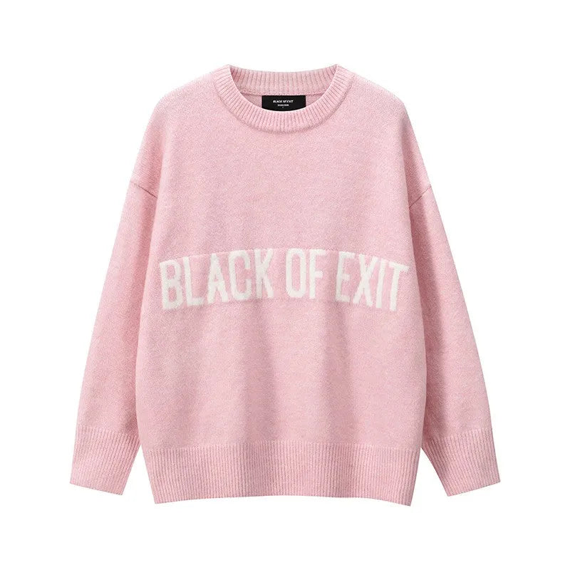 &quot;BLACK OF EXIT&quot; Sweater Pink