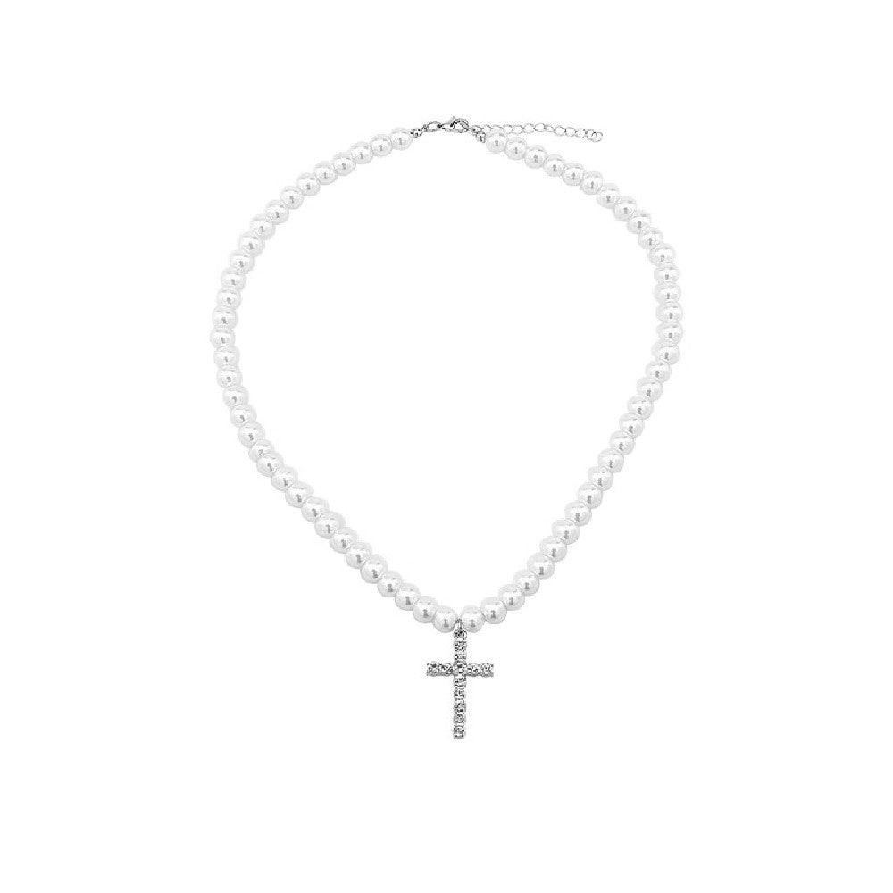 Cross Pearl Necklace 