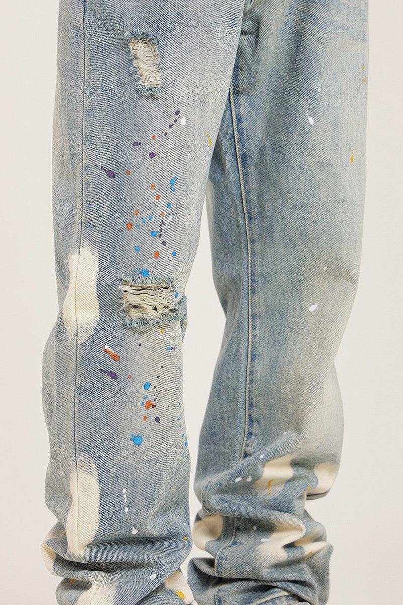 Splash Ink Distressed Jeans - Keystreetwear