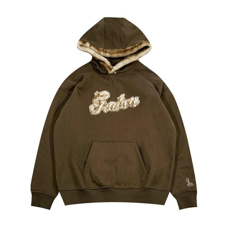 GRAF Fur Patchwork Hoodie Brown - Keystreetwear