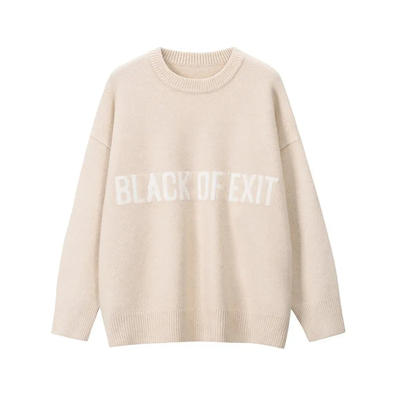 &quot;BLACK OF EXIT&quot; Sweater Apricot