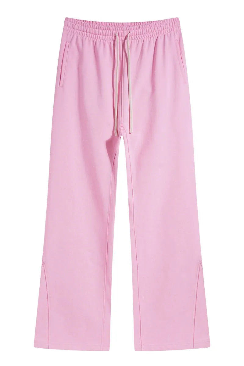 Flared Patchwork Jogger Pants Pink