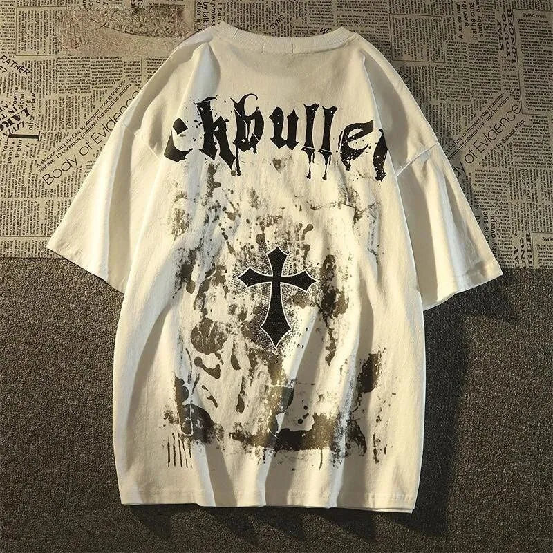 Gothic Cross Printed Shirt White