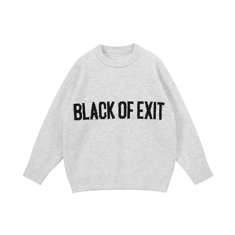 &quot;BLACK OF EXIT&quot; Sweater White