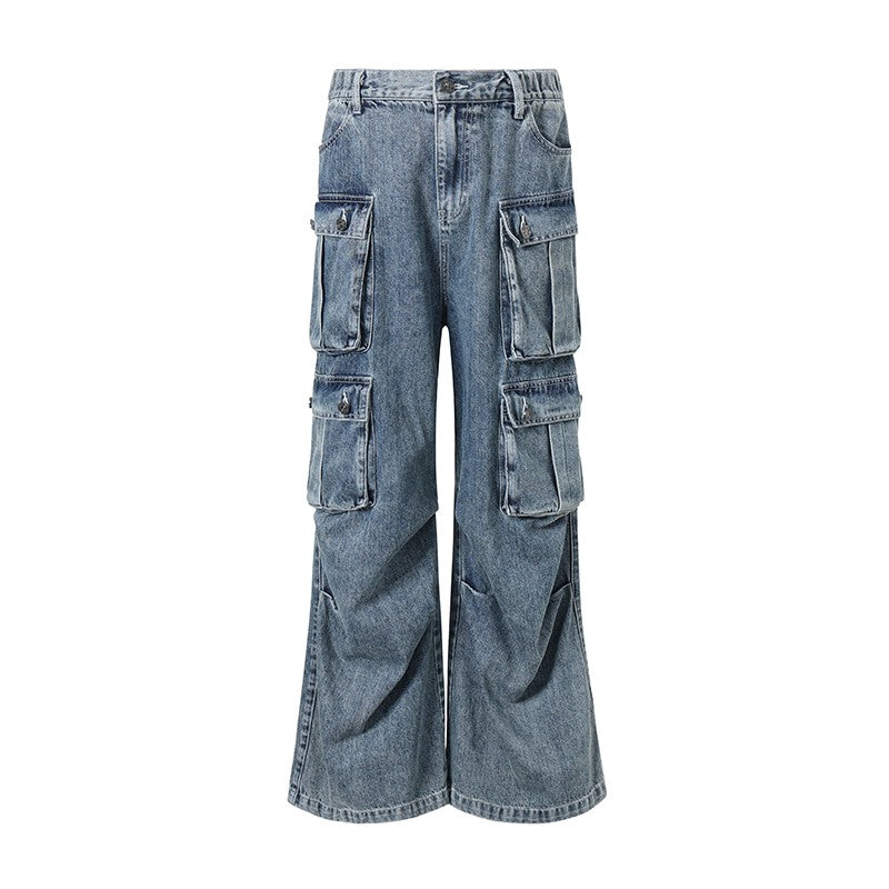 Multi Pocket Wide Leg Jeans