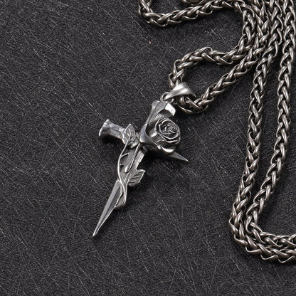 Thorned Rose Cross Necklace