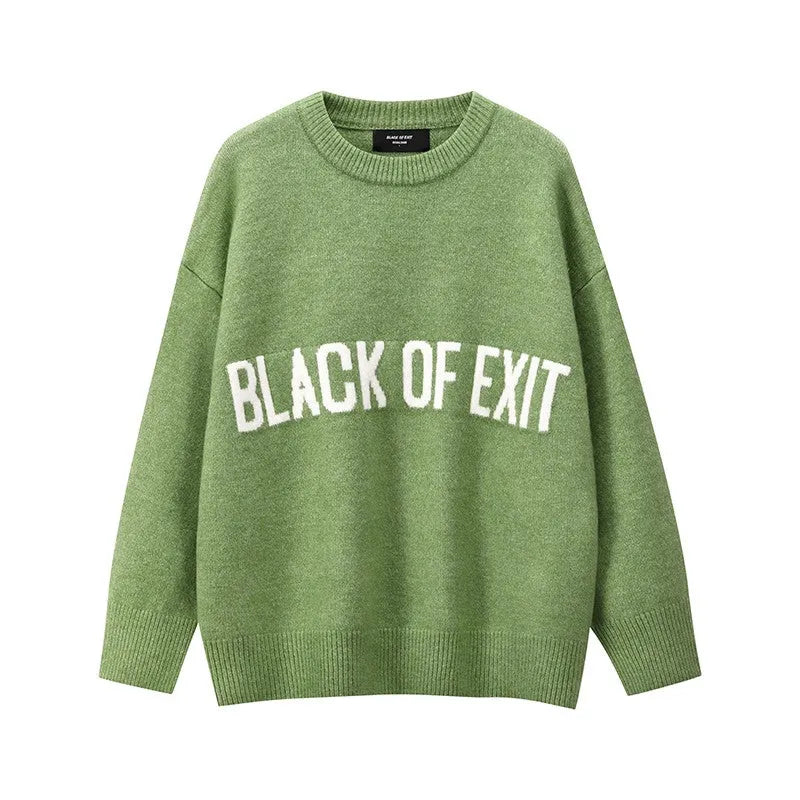 &quot;BLACK OF EXIT&quot; Sweater Green