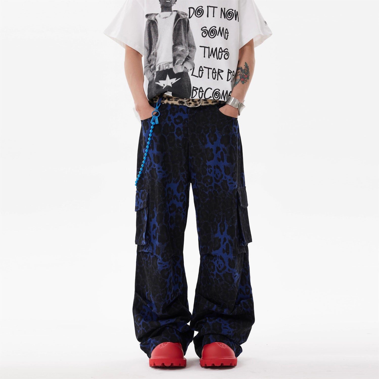 Blue Leopard Loose Pants