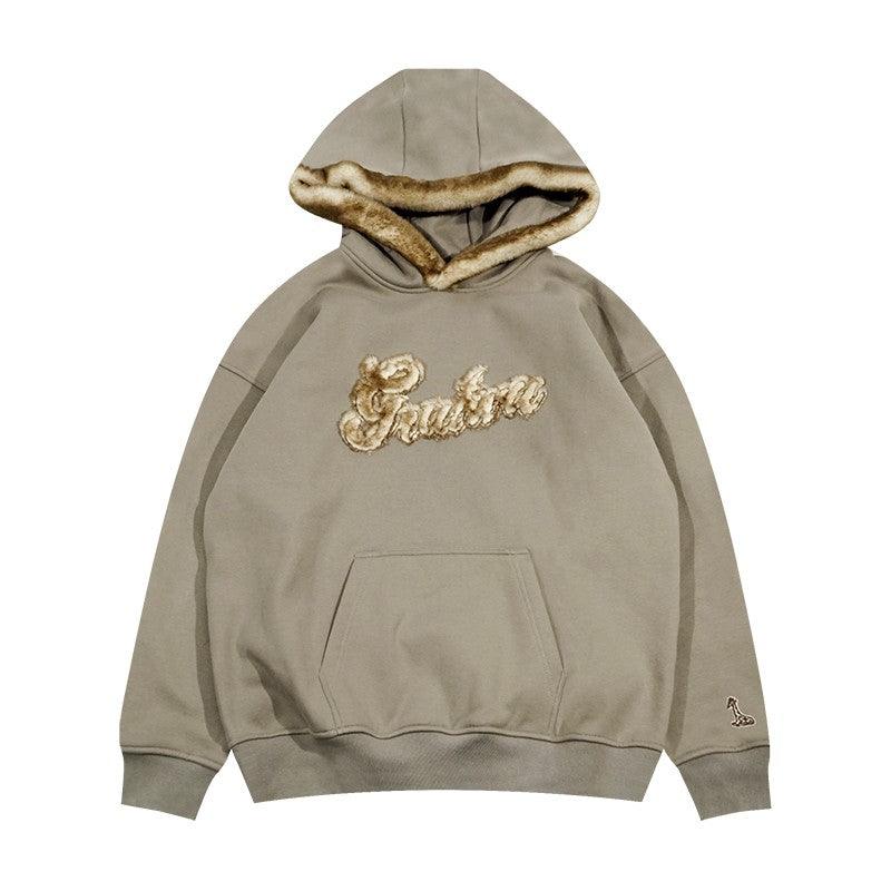 GRAF Fur Patchwork Hoodie Grey - Keystreetwear