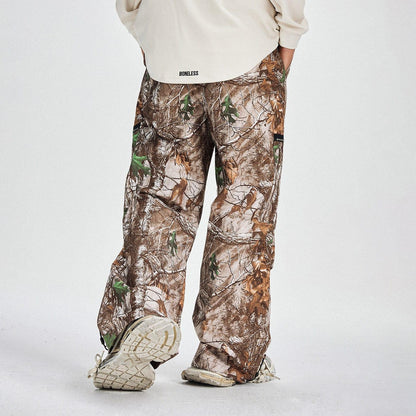 BONELESS Withered Leaves Crinkled Camo Cargo Pants - Keystreetwear