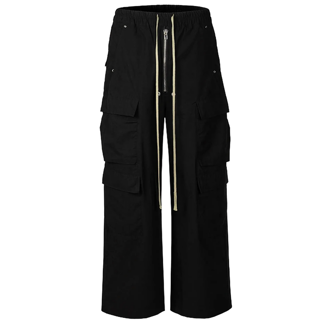 Ultra Wide Black Canvas Cargo Pants