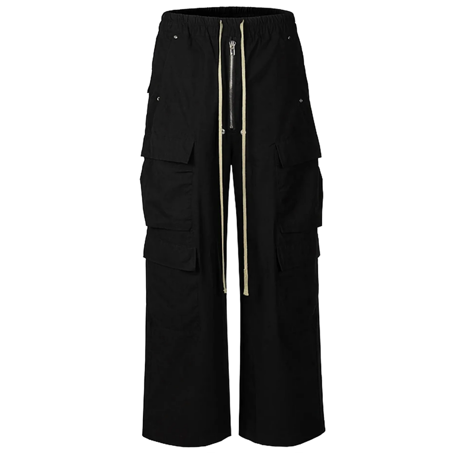 Ultra Wide Black Canvas Cargo Pants